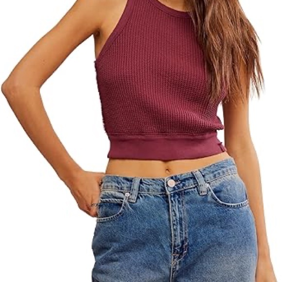 Free People Waffle Knit Vest Tank Top - Picture 1 of 4